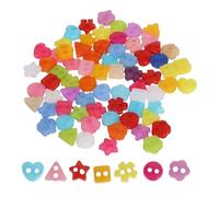 INOOMP 70pcs Tiny Plastic Buttons Mini Round Heart Flower Button Assorted Color Sturdy Plastic Easy to Sew Charming Versatile Appearance for Handcrafts and Scrapbooking
