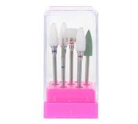 INOOMP 7pcs Acrylic Nail Drill Bits Manicure File Bit Set with Emery and Alloy Material for Cleaning underneath Nail and Trimming Sidewall Professional Sanding Grinding Tool