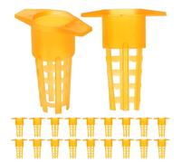 INOOMP 80pcs Plastic Bee Cage Cover for Hive Queen Rearing with Stable Grip and Easy to Maneuver, Yellow Protective Beekeeping Tool for Hive Management