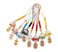 INOOMP 8pcs Lightweight Fortune Cat Phone Charms with Silk Lanyards Multipurpose Mobile Phone Accessories Featuring Unique Festive Look Hanging Ornaments Random Random Color