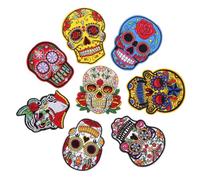 INOOMP 8pcs Skull Patch, Embroidered Applique Patch for Clothes and Bags, Polyester, DIY Decoration, Repairs Holes and Covers Stains for Hats, Shoes and Socks