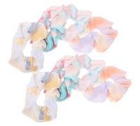 INOOMP 8pcs Tie-dye Gradient Velvet Scrunchies Elastic Hair Ties Ponytail Rings Soft Hair Accessories for Women and Random Color