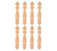 INOOMP 8pcs Unfinished Solid Wood Mini Finials for Staircase Balusters, Curtain Rod and Flagpole Post Toppers, 11x2cm Natural Wooden Spindles Set for DIY Crafts and Home Decoration