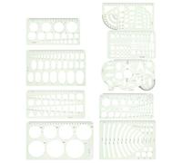 INOOMP 9pcs Geometric Drawing Templates Measuring Templates Plastic Stencils for Drawing Super Sizes Easy to Use for Office Sketching Hobbyists and Architects