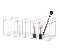 INOOMP Acrylic Makeup Organizer 24-Compartment Desktop Storage Stand for Lipstick Nail Polish and Eyebrow Pencil Compact Space-Saving Design