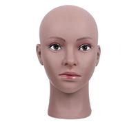 INOOMP African Black Bald Mannequin Head Model for Wig Display and Hairdressing Practice, Cosmetology Manikin Head with Realistic Features for Salon Training and Hat Display