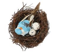 INOOMP Artificial Bird Nest Set with 1 Fake Bird and 2 Simulation Eggs Decoration for Garden Home Wedding and Photography Props Random Color
