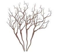 INOOMP Artificial Decorative Branch and Birch Twigs for Vase 4Pcs Light Brown Plastic Curly Tree Branches with Antler Shape for Home Décor Floral Arrangement and Craft Projects