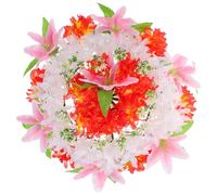 INOOMP Artificial Funeral Garland Silk Flower Wreath for Graves with Red Holly, Never Wither, Light up Grave Decoration for Mourning Activity, Natural and Lifelike Texture