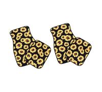 INOOMP Auto Floor Mat with Sunflower Butterfly Print Non-slip Car Interior Carpet Mats for Vehicle Protection and Decoration