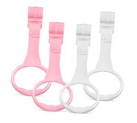 INOOMP Baby Cot Pull up Rings for Toddlers 20x9cm Plastic Nursery Crib Walking Assistant Handles 4pcs (2 White 2 Pink
