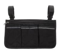 INOOMP Bag Pongee Strip Side Reflective with Wheelchair Storage Practical Black Organizer Made of Non-Woven Fabric and Pp Cotton, Fits Wheelchair Armrest with Two Hook and Loop Straps