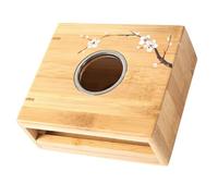 INOOMP Bamboo Teapot Warmer Base Hand-Painted Drawer Type Furnace Holder Practical Candle Holder for Teapot at Home Tea Moments