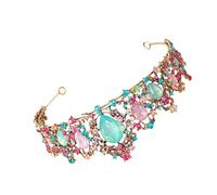 INOOMP Baroque Rhinestone Crown Headpiece with Comfortable Fit for Bridal Dress, Colourful Tiara for Weddings, Proms and Parties, Hair Accessory for Brides and Bridesmaids