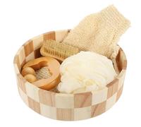 INOOMP Bath Body Cleaning Kit with Bath Ball Scrubber and Foot File Featuring Softening Effect and Made of Wood and Nylon for Gentle Skin Exfoliation and Tender Smoothness