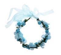 INOOMP Beach Holiday Blue Garland Headband, Lifelike Floral Wreath Hair Accessory for Wedding, Boho Bride Hairband for Beach Vacation and Party