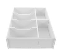 INOOMP Beige Cash Box with Dividers Multicompartment Design PVC Wood-Plastic Composite Money Tray Organizer for Desk Protection of Coins and Receipts Simple Stylish Elegant Storage