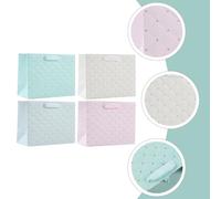 INOOMP Birthday Party Paper Bags 4Pcs Reusable Wrapping Bags Mint Green and Light Gray for Packaging and Special Occasions