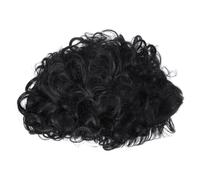 INOOMP Black Short Wavy Synthetic Wig with Bangs Lightweight Breathable Layered Curly Hair for Women Daily Wear Role Play and Holiday Events