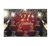 INOOMP Black Vinyl Background Cloth for 21st Birthday Party, Hanging Decoration Pendant and Beautiful Backdrop for Video and Birthday Photography