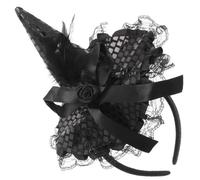 INOOMP Black Witch Hat Headband Lightweight Reusable Polyester for Women Hair Decor Halloween Theme Headdress with Elegant and Unique Appearance Halloween Costume Party