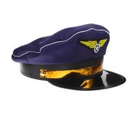 INOOMP Blue Flight Attendant Hat Polyester One Size Fits for Women Stewardess Costume Hat with Easy to Put on Design, for Halloween and Airline Themed Parties