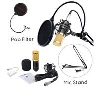 INOOMP Bm Condenser Microphone Kit Mount Studio Broadcasting Recording Stand Noise Filter for Vocals Guitars Pianos