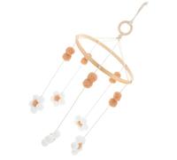 INOOMP Boho Flower Baby Mobile for Crib Coffee Felt Balls Wood Beech Wood Cotton Thread Portable Easy Installation Decorative Mobiles Plush Toys for Nursery Decor and Baby Shower Party