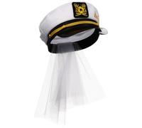 INOOMP Bride Captain Hat with Veil Bachelorette Party Accessory Stunning Wedding Hairpiece Fashionable Bridal Sailor Hat for Unforgettable Memories