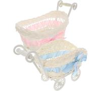 INOOMP Candy Baskets Sturdy Pp Material 2pcs Artificial Rattan Woven in Trolley Shape with Cute and Vivid Design, Versatile Use for Wedding or Party Decorations and Desktop Storage
