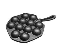 INOOMP Cast Iron Thickened Takoyaki Mold Pan 12-Hole Non-Coated Quail Egg Grill Tray Multi-Purpose Meatball Frying Skillet for Household Cooking