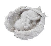 INOOMP Cat Angel Memorial Statue Resin Pet Cat Tombstone Outdoor Garden Ornament Angel Wings Sculpture Decor