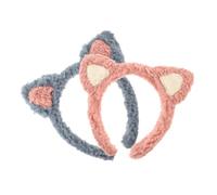INOOMP Cat Ear Headband for Washing Face 2pcs Soft Plush Spa Headbands Hair Accessories for Women Girls Makeup and Face Washing Use