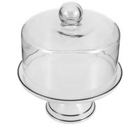 INOOMP Ceramic Cake Stand with Glass Dome Cover, Sturdy Ceramic Base and Smooth Surface, Cake Display Stand with Lid for Birthday and Wedding Party