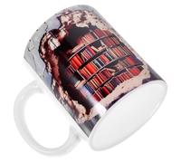 INOOMP Ceramic Coffee Cup with Bookshelf Shape and Multiuse Functionality Unique Literary Design Ceramic Mug for Home and Office with Handle