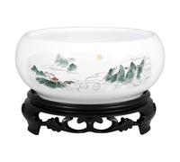 INOOMP Ceramic Hydroponic Flower Pot with Plastic Base 6 * 3In Water Lily Lotus Round Planter for Office Home