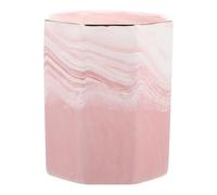 INOOMP Ceramic Makeup Brush Holder Pink Marble Pattern Octagonal Cosmetic Organizer Cup for Vanity Desk Pen Holder Bathroom Storage