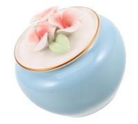 INOOMP Ceramic Small Animal Urn with Guardian Wings Print Leakproof Mini Keepsake Box for Dog and Cat Ashes Portable Memorial Jar for Cremated Remains Preservation