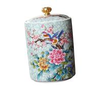 INOOMP Ceramic Tea Canister Porcelain Tea Container with Enamel Design 550ml Large Opening Multi-functional Storage Jar and Christmas Decoration for Home Use