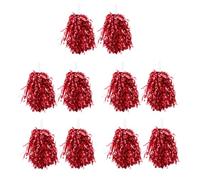 INOOMP Cheerleading Pom Poms Smooth 10 Pcs with Handle Red Lightweight 25g Each Sports Team Cheer Props for Basketball and Football Events