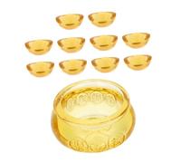 INOOMP Chic Crystal Treasure Basin Feng Shui Ornament Ingot Desktop Decor for Living Office Home Decoration
