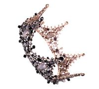 INOOMP Classic Black Metal Rhinestone Crowns for Women, Easy to Wear Decorative Crown Headband, for Weddings and Birthdays, Gorgeous Shiny Bridal Hair Accessory