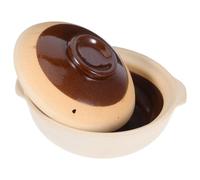 INOOMP Clay Pot with Lid Set for Home Kitchens and Hotels, Brown Earthenware Cooking Pot with Handle Featuring Excellent Heat Retention and Microwave Safe Function, Stovetop Cookware