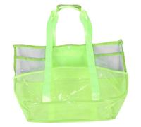 INOOMP Clear Mesh Tote Beach Bag for Women Pocket Spacious Family Sized Storage Foldable and Lightweight for Travel Pool and Outdoor Activities Green