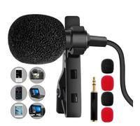 INOOMP Clip-On Lavalier Microphone Lightweight 3.5Mm Omnidirectional Mic for Smartphones Cameras and Outdoor Lectures (Black)