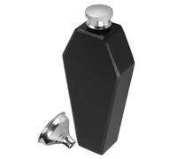 INOOMP Coffin Shaped Flask Stainless Steel Pocket Hip Flask with Funnel for Veterans Halloween Decor Lightweight Black Liquor Bottle for Go Use