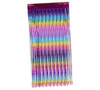INOOMP Colorful Foil Fringe Curtain Backdrop Iridescent Streamer Decoration for Weddings Birthdays and Parties Easy Installation Multi Functional Use Elegant Design