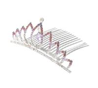 INOOMP Colorful Purple Rhinestone Bride Tiara Comb 1pcs - Bridal Crown Hair Jewelry Decor for Wedding Headpiece and Lady Crown Clip, Wedding Hair Accessories for Brides