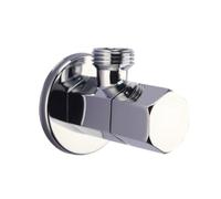 INOOMP Copper Angle Stop Valve for Bathroom and Garden Irrigation, Explosion-Proof and Easy to Operate with Body Construction, Silver Finish, Three-Way Shut Off Valve Suitable for Toilet