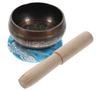INOOMP Copper Singing Bowl Set with Wood Stick for Meditation, Black Buddhist Sound Bowl for Emotional Calming and Yoga, for Traveling and Vacation